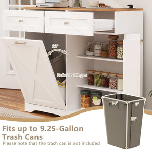 Tilt Out Trash Can Cabinet with Outlets and Adjustable Shelf-White view 6