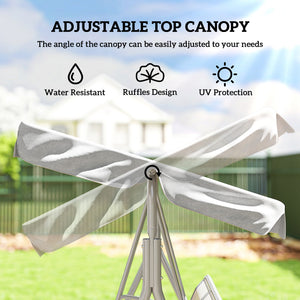 3-Seater Patio Swing, Outdoor Swing Chair, A Frame Porch Swing with Canopy Garden Hammock Glider Bed, Black – view 10