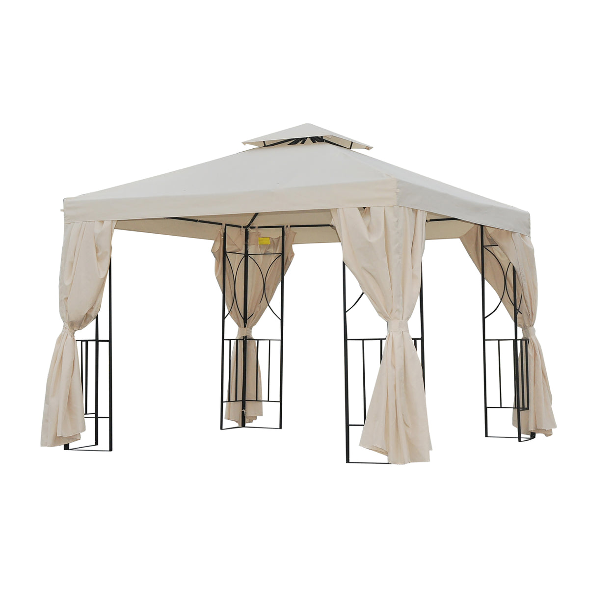 10' x 10' Patio Gazebo Outdoor, Canopy Shelter with Double-tier Roof, Pavilion Sidewalls for Garden Events – view 15