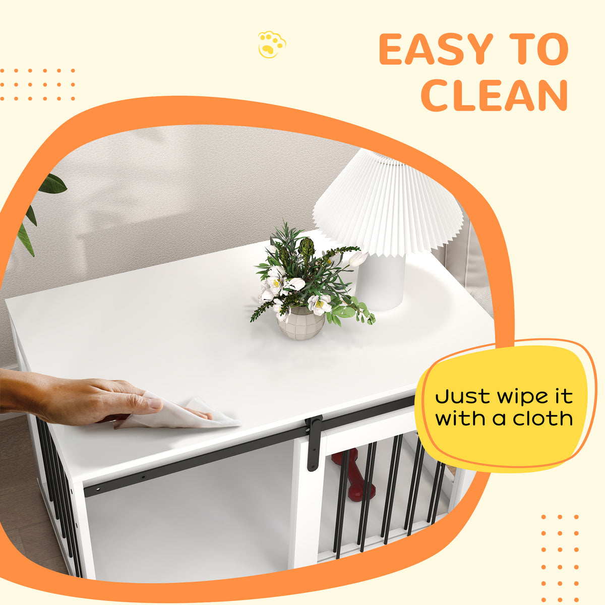 39" Dog Crate Furniture, Dog Crate End Side Table for Large Dogs, White – view 6