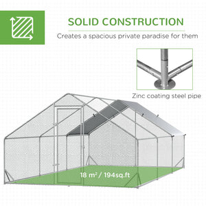 9.8' x 19.7' x 6.6' Chicken Coop Cage, Outdoor Hen House w/Cover & Lockable Door