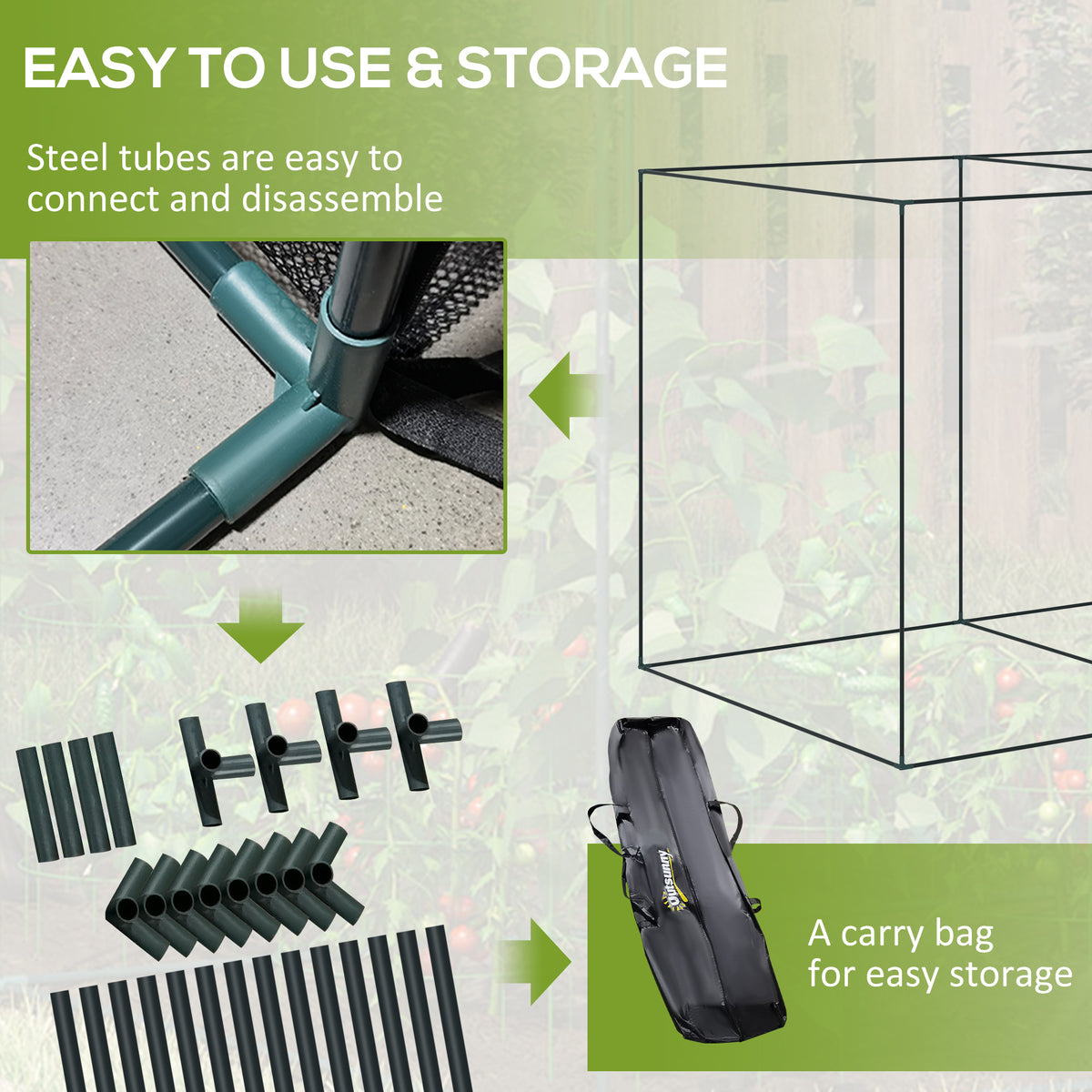 6.5 x 3.3ft Crop Cage, Garden Plant Protector with Single Zippered Door, Storage Bag and Ground Stakes – view 11