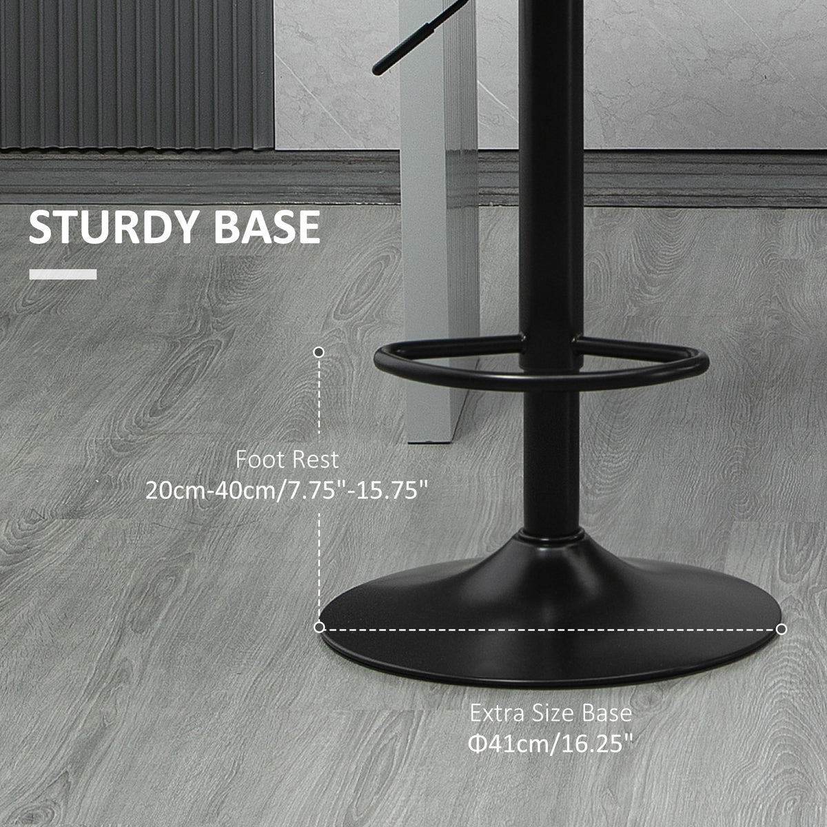 Swivel Barstools Set of 2 Adjustable Bar Stools with Footrest Armrests and PU Leather Back for Dining Room – view 14