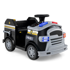 12V Toddler Fire Toy Car with Shovel and Wrench for Ages 37-95 Months-Black view 5
