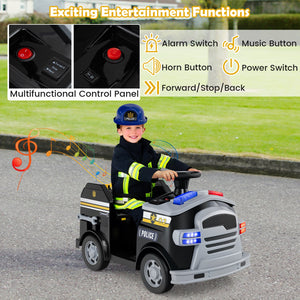 12V Toddler Fire Toy Car with Shovel and Wrench for Ages 37-95 Months-Black view 7
