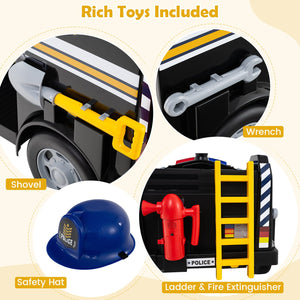 12V Toddler Fire Toy Car with Shovel and Wrench for Ages 37-95 Months-Black view 9