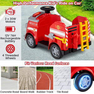 12V Toddler Fire Toy Car with Shovel and Wrench for Ages 37-95 Months-Red view 6