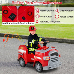 12V Toddler Fire Toy Car with Shovel and Wrench for Ages 37-95 Months-Red view 7