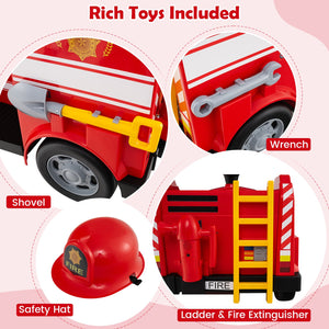 12V Toddler Fire Toy Car with Shovel and Wrench for Ages 37-95 Months-Red view 9