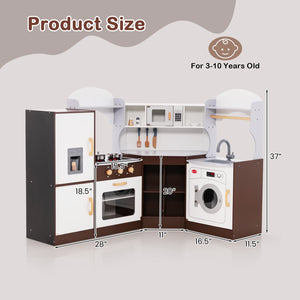 Toddler Kitchen Playset with Ice Maker Microwave Oven Sink and Washing Machine for Kids 3+ Years Old view 4