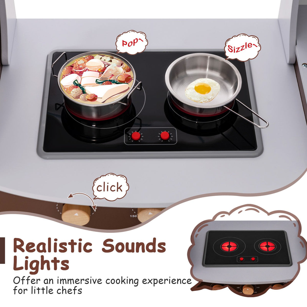 Toddler Kitchen Playset with Ice Maker Microwave Oven Sink and Washing Machine for Kids 3+ Years Old view 5