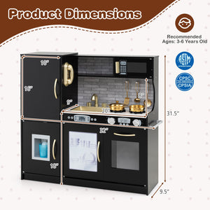 Toddler Pretend Play Kitchen for Boys and Girls 3-6 Years Old-Black view 4