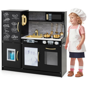 Toddler Pretend Play Kitchen for Boys and Girls 3-6 Years Old-Black view 5