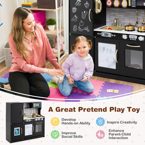 Toddler Pretend Play Kitchen for Boys and Girls 3-6 Years Old-Black view 6