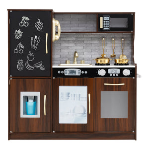 Toddler Pretend Play Kitchen for Boys and Girls 3-6 Years Old-Brown view 3