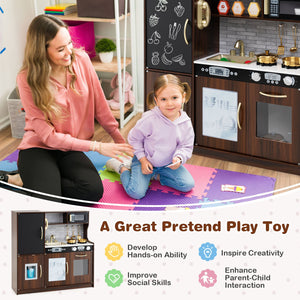 Toddler Pretend Play Kitchen for Boys and Girls 3-6 Years Old-Brown view 6
