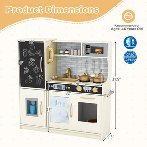 Toddler Pretend Play Kitchen for Boys and Girls 3-6 Years Old-Cream White view 4