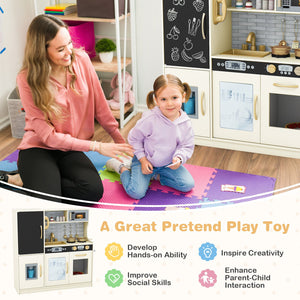 Toddler Pretend Play Kitchen for Boys and Girls 3-6 Years Old-Cream White view 5