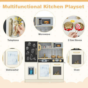 Toddler Pretend Play Kitchen for Boys and Girls 3-6 Years Old-Cream White view 7