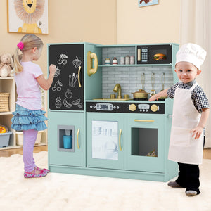 Toddler Pretend Play Kitchen for Boys and Girls 3-6 Years Old-Green view 2