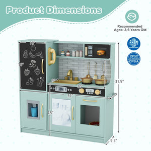 Toddler Pretend Play Kitchen for Boys and Girls 3-6 Years Old-Green view 4