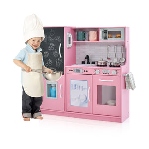 Toddler Pretend Play Kitchen for Boys and Girls 3-6 Years Old-Pink view 4