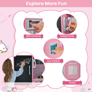 Toddler Pretend Play Kitchen for Boys and Girls 3-6 Years Old-Pink view 9