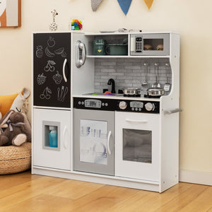 Toddler Pretend Play Kitchen for Boys and Girls 3-6 Years Old-White view 2