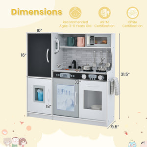 Toddler Pretend Play Kitchen for Boys and Girls 3-6 Years Old-White view 5