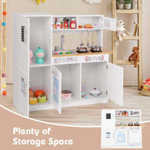 Toddler Pretend Play Kitchen Toy with Stove for 3+ Boys and Girls-White view 3
