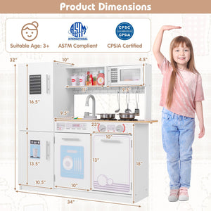 Toddler Pretend Play Kitchen Toy with Stove for 3+ Boys and Girls-White view 5
