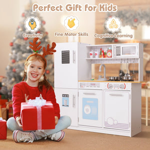 Toddler Pretend Play Kitchen Toy with Stove for 3+ Boys and Girls-White view 9