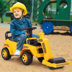 Toddler Ride on Car with Adjustable Roller and Under-Seat Storage-Yellow view 2