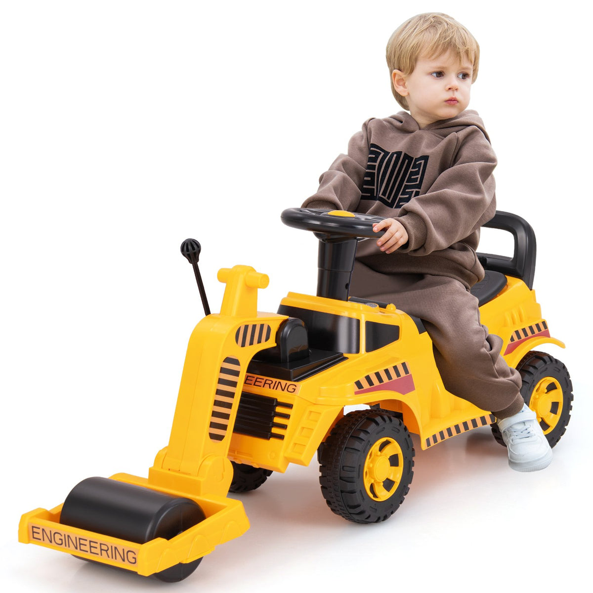 Toddler Ride on Car with Adjustable Roller and Under-Seat Storage-Yellow view 4
