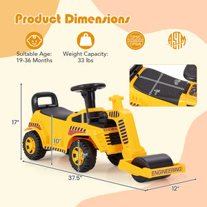 Toddler Ride on Car with Adjustable Roller and Under-Seat Storage-Yellow view 5