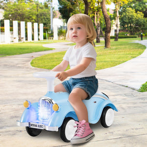 Toddler Ride on Toy Classic Sliding Car with Horn and LED Headlight-Blue view 3