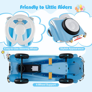 Toddler Ride on Toy Classic Sliding Car with Horn and LED Headlight-Blue view 9