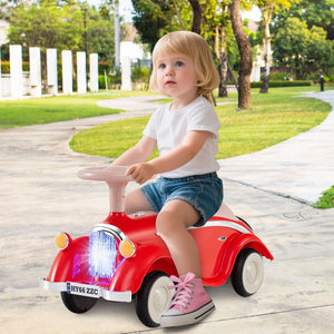 Toddler Ride on Toy Classic Sliding Car with Horn and LED Headlight-Red view 2
