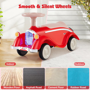 Toddler Ride on Toy Classic Sliding Car with Horn and LED Headlight-Red view 8