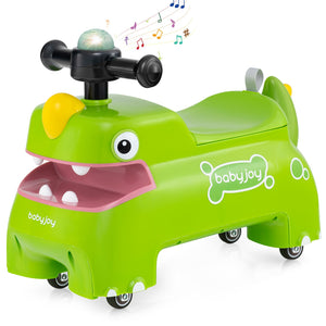 Toddler Ride on Toy Walking Sliding Car with Lights and Music-Green view 3