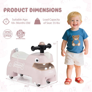 Toddler Ride on Toy Walking Sliding Car with Lights and Music-Pink view 4