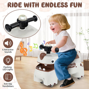 Toddler Ride on Toy Walking Sliding Car with Lights and Music-White view 7