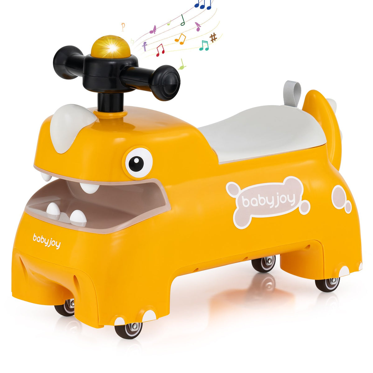 Toddler Ride on Toy Walking Sliding Car with Lights and Music-Yellow view 3