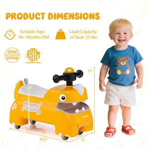 Toddler Ride on Toy Walking Sliding Car with Lights and Music-Yellow view 4