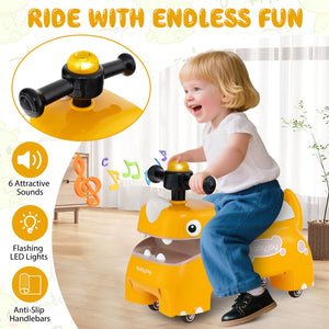 Toddler Ride on Toy Walking Sliding Car with Lights and Music-Yellow view 5