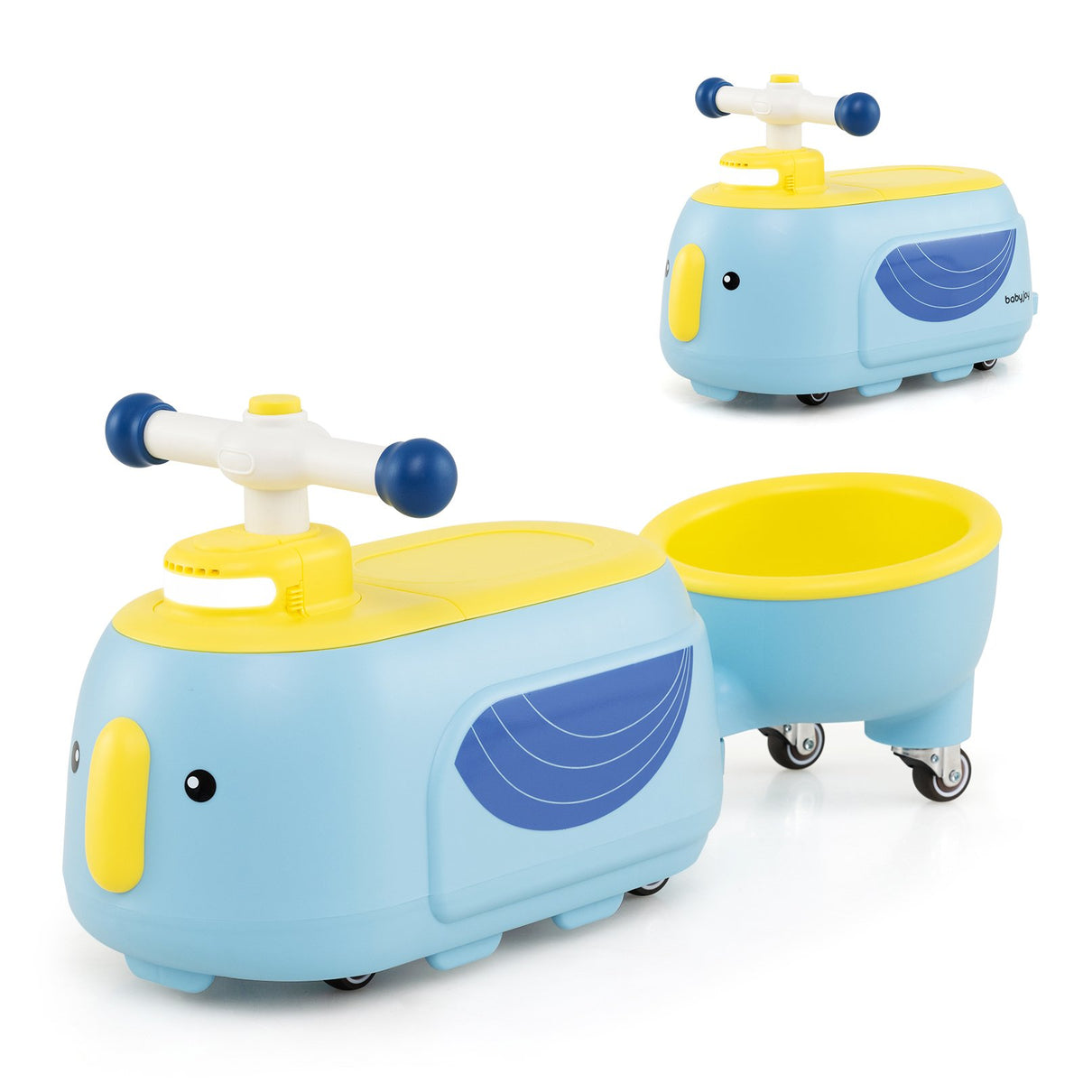 Toddler Ride on Toy with Trailer and Light Music-Blue view 6