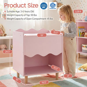Toddler Scalloped Side Table with Wide Top & Open Compartment-Pink view 4