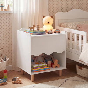 Toddler Scalloped Side Table with Wide Top & Open Compartment-White view 2
