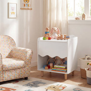 Toddler Scalloped Side Table with Wide Top & Open Compartment-White view 3