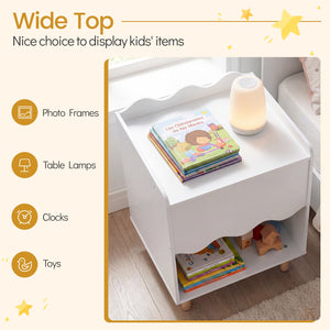 Toddler Scalloped Side Table with Wide Top & Open Compartment-White view 6